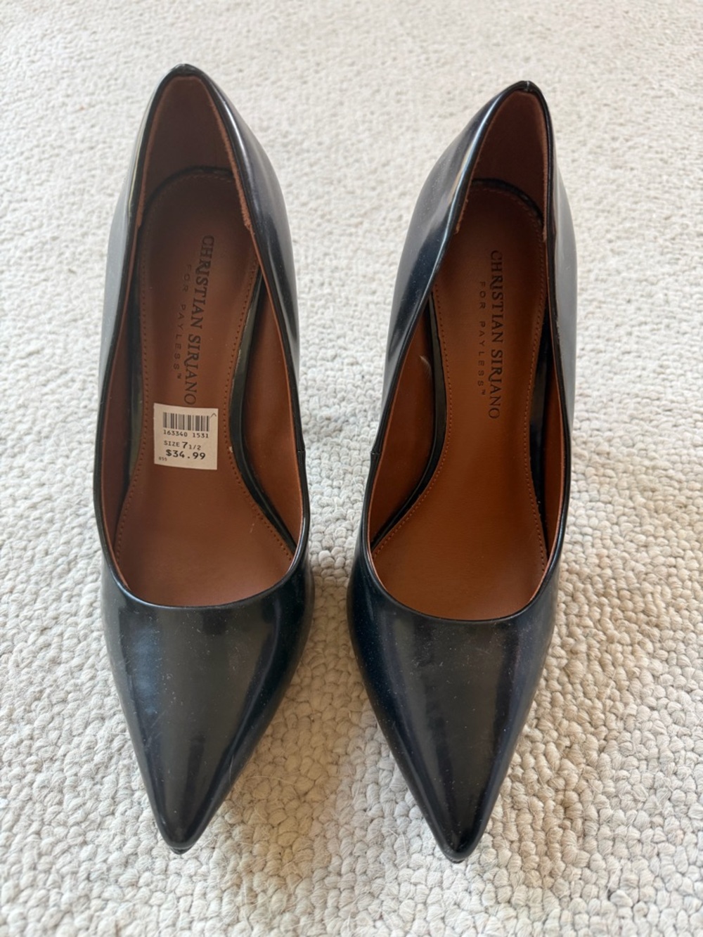 Christian Siriano Black Patent Pointed Toe Pumps